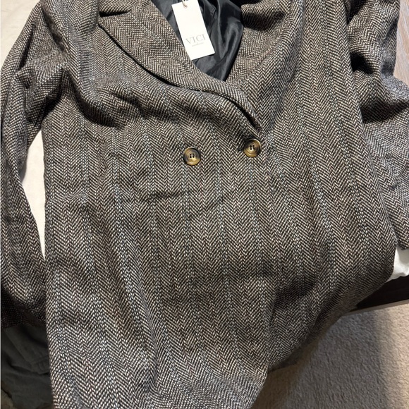 Vici On the Road Herringbone Print Trench Coat - Picture 4 of 4